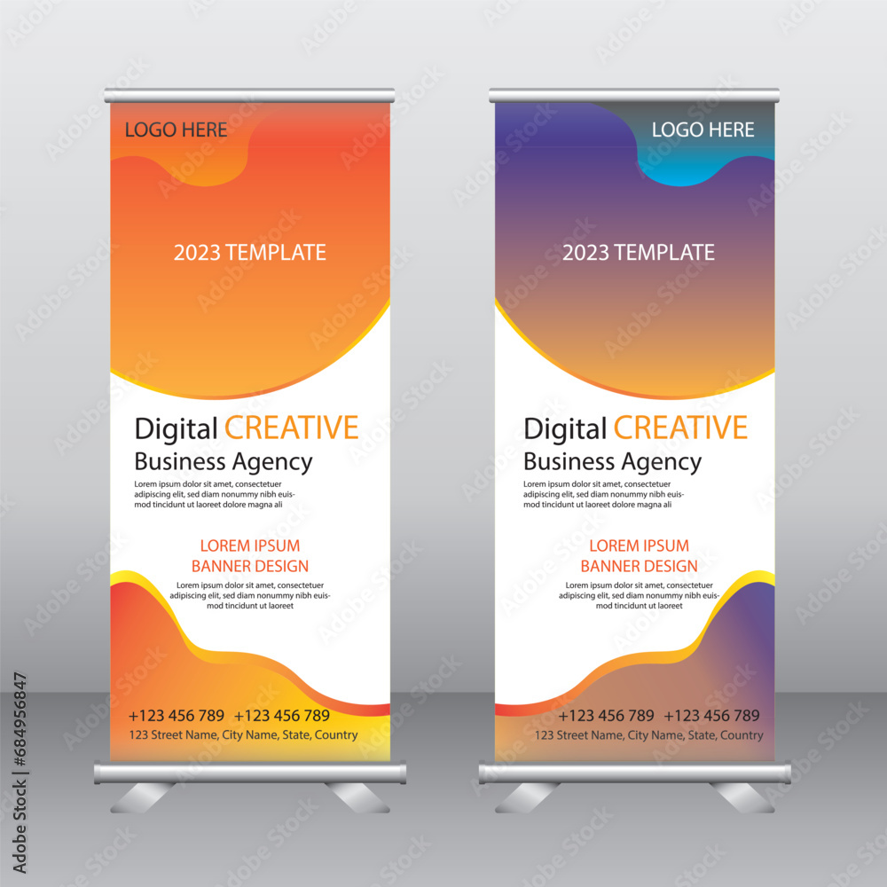 Business Roll up banner vertical template design, for brochure, business, flyer, infographics. modern x-banner and flag-banner advertising. vector illustration Business Roll up banner vertical template design, for brochure, business, flyer, infographics. modern x-banner and flag-banner advertising. vector illustration