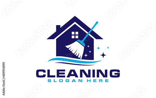 House Cleaning company badge, emblem. Vector illustration. 
