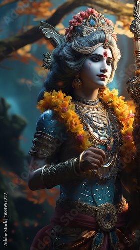 Krishna in Asian garb. Generative Ai.