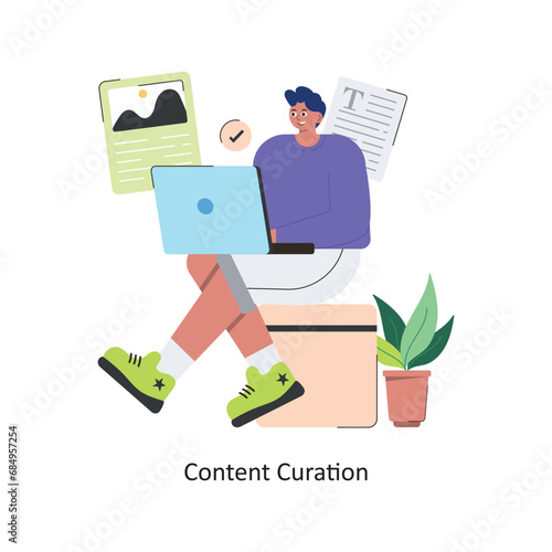 Content Curation vector Flat Design illustration. Symbol on White background EPS 10 File