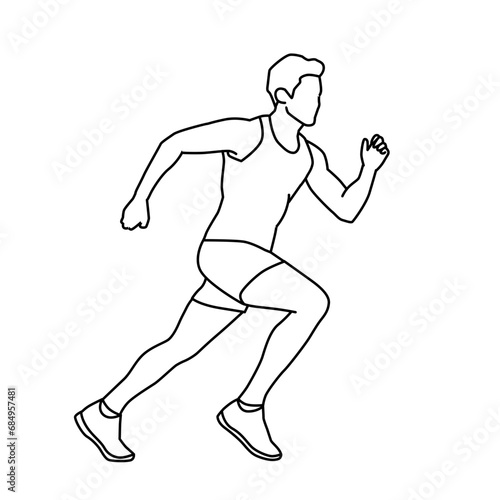 man running, person people simple vector illustration, outline style, silhouette
