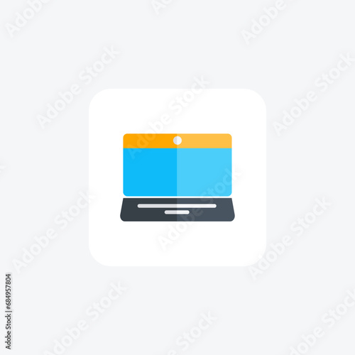 Laptop, computer, portable, notebook, screen flat color icon, pixel perfect icon Free Download Laptop, computer, portable, notebook, screen flat color icon, pixel perfect icon - GFXLoad