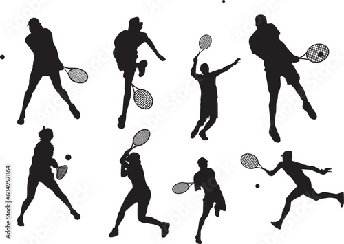 Fototapeta Naklejka Na Ścianę i Meble -  tennis motion sports silhouette vector 