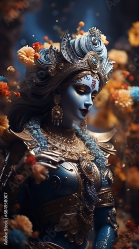 Krishna in Asian garb. Generative Ai.