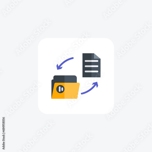 Files sync, synchronization, data, backup, cloud, transfer flat color icon, pixel perfect icon