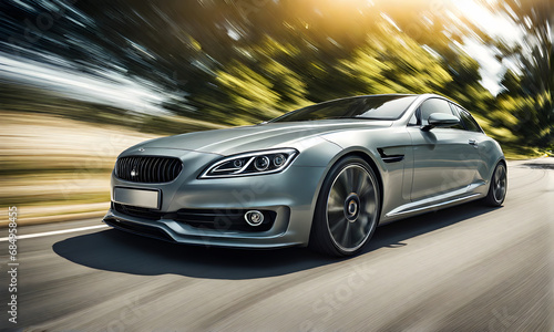 Dramatic motion blur of a car on the road