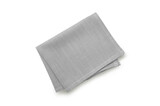 Top view of Grey napkin isolated on white background.