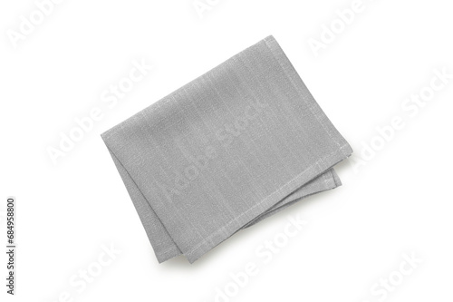Top view of Grey napkin isolated on white background.