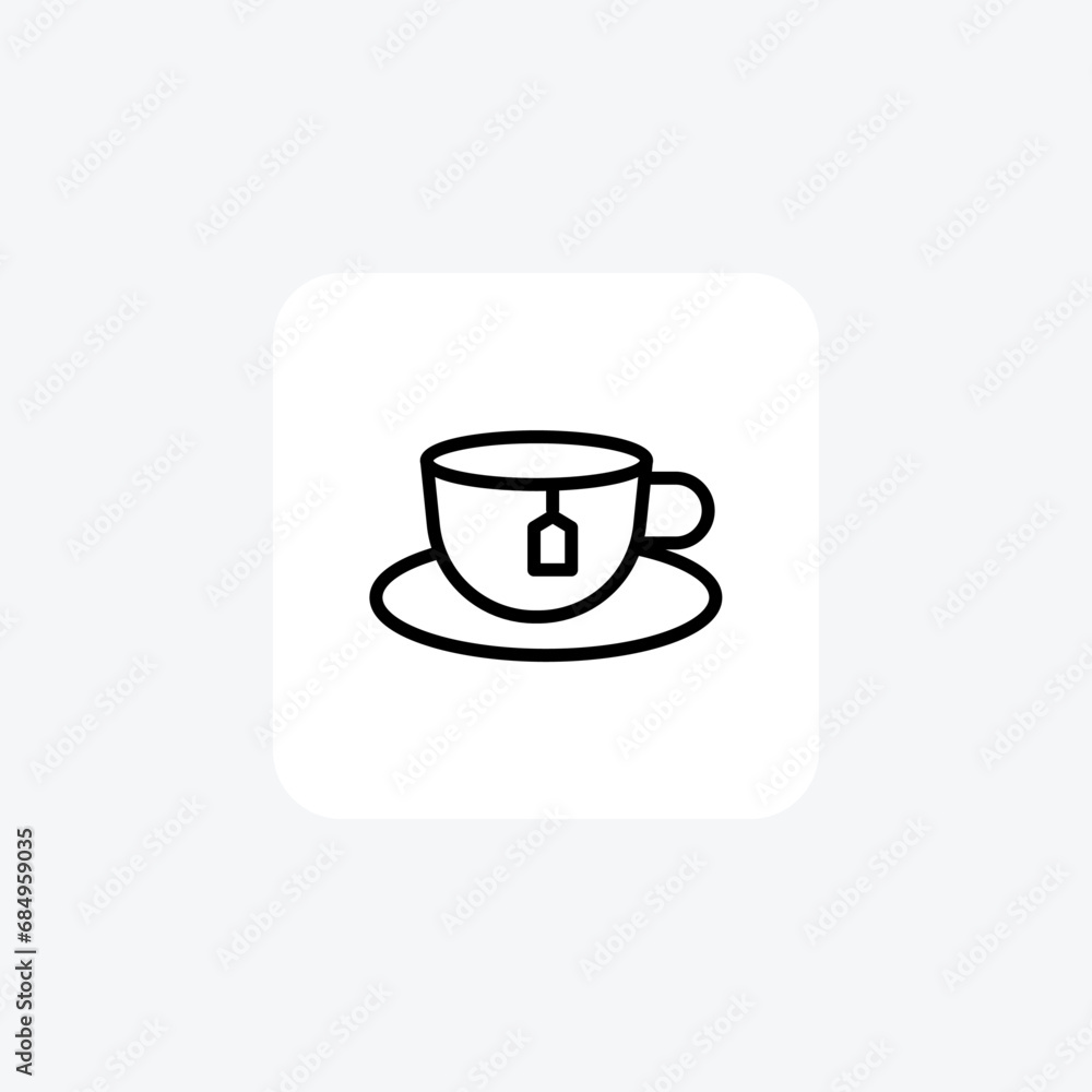 Tea cup, porcelain, saucer line icon, outline icon, pixel perfect icon Tea cup, porcelain, saucer line icon, outline icon, pixel perfect icon