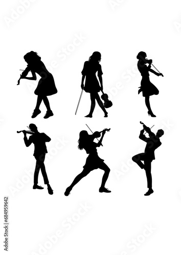 Violinist show silhouettes