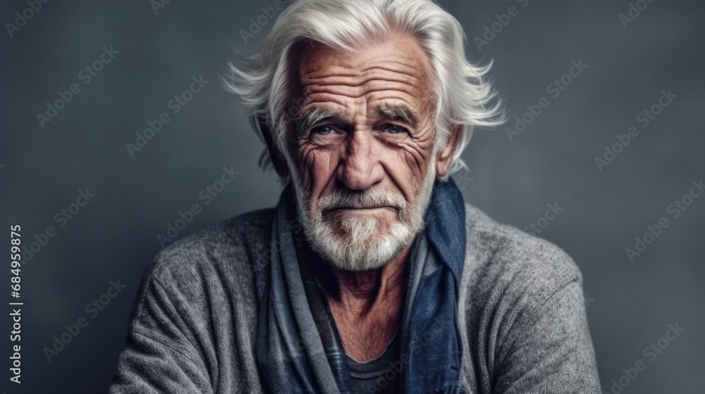 Portrait of a Thoughtful Elderly Man with White Beard Portrait of a Thoughtful Elderly Man with White Beard