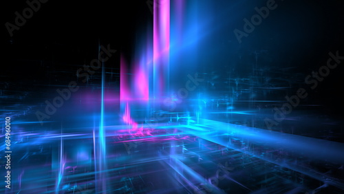 Futuristic abstract light  perspective  glowing background  technology design  science wallpaper  tunnel space. 3d render