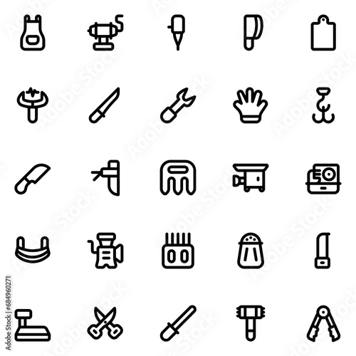 bucher tools line icon sheet
