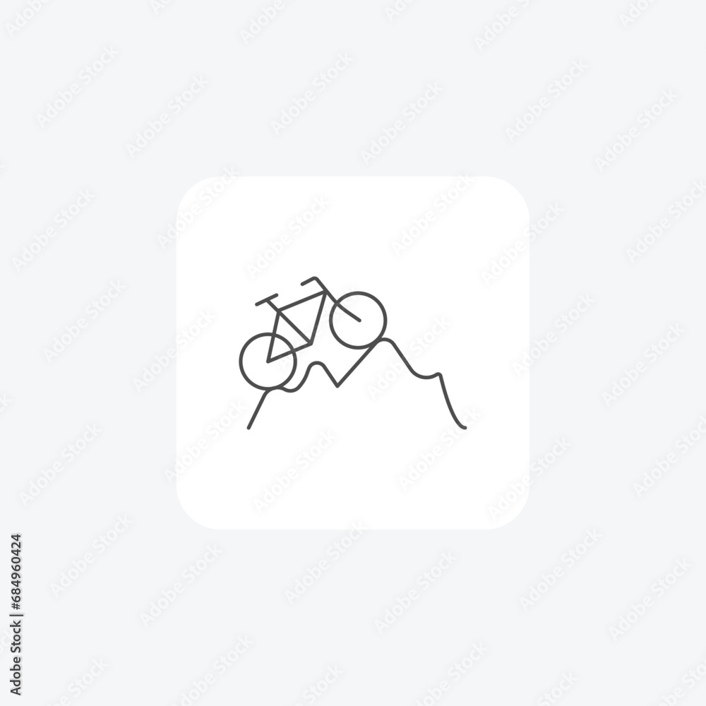MountainBiking Iconography thin line icon, grey outline icon, pixel perfect icon MountainBiking Iconography thin line icon, grey outline icon, pixel perfect icon