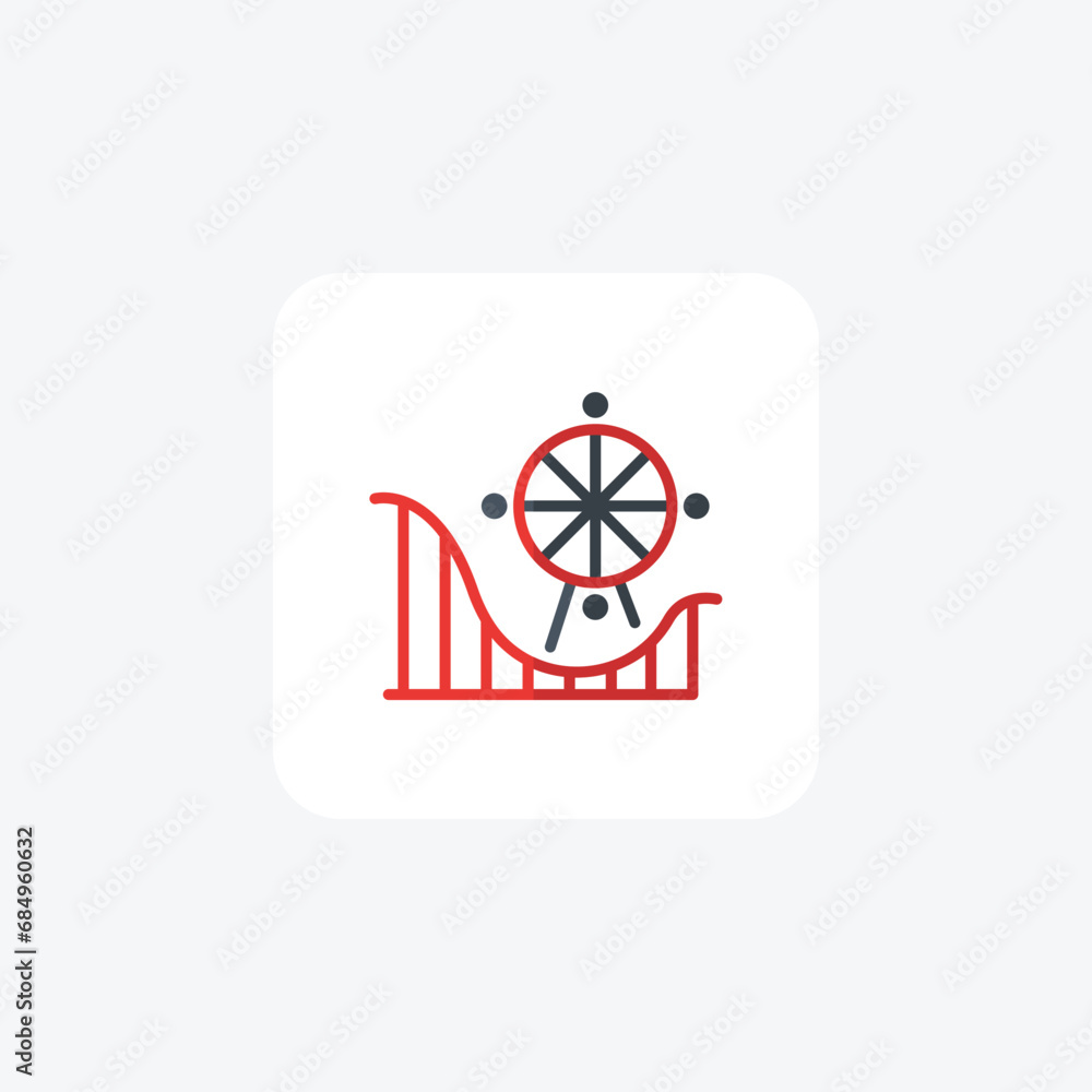 Joyland Icon,Amusement Park, flat color icon, pixel perfect icon