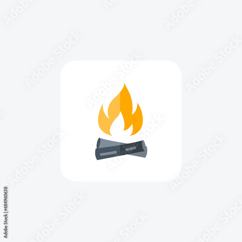 BonfireIcon, CampfireSymbols, OutdoorGatheringsEmblems, CozyFlamesIcons, NighttimeWarmthSymbols, flat color icon, pixel perfect icon photo