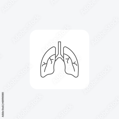 Lungs,Oxygenation, Respiratory Care, Health Symbol thin line icon, grey outline icon, pixel perfect icon