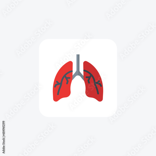 Lungs,Oxygenation, Respiratory Care, Health Symbol flat color icon, pixel perfect icon