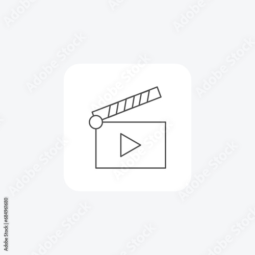 Film clapperboard, Movie clapper, Clapper slate, thin line icon, grey outline icon, pixel perfect icon