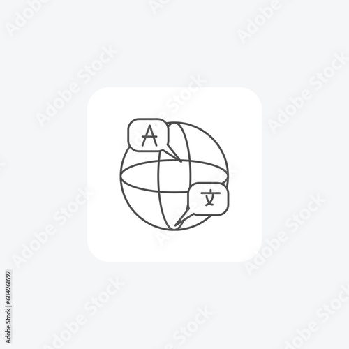 Translation language, translate, interpretation, bilingual thin line icon, grey outline icon, pixel perfect icon