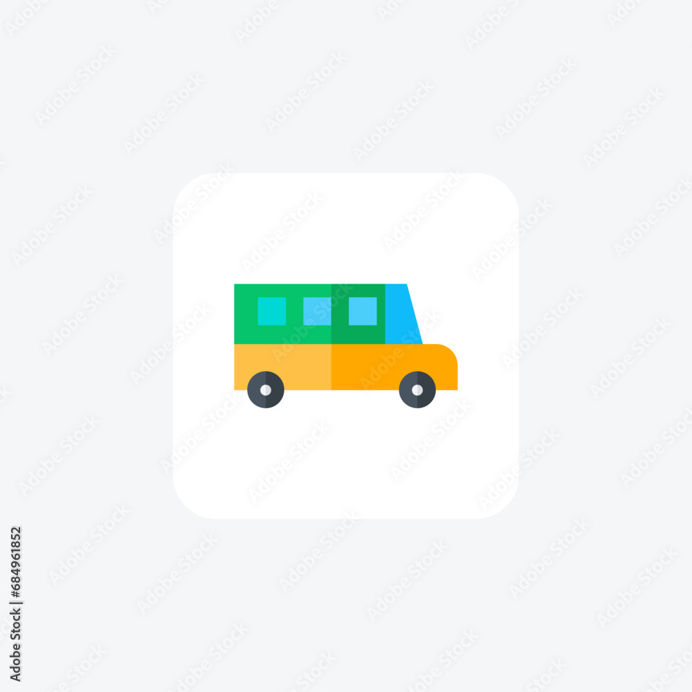 School bus, Student transportation, Yellow bus, flat color icon, pixel perfect icon