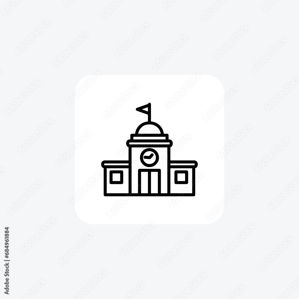 College,University, Campus, Learning Institution, line icon, outline icon, pixel perfect icon