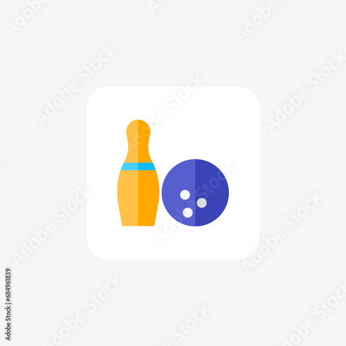 Bowling, alley, pins, ball, strike flat color icon, pixel perfect icon