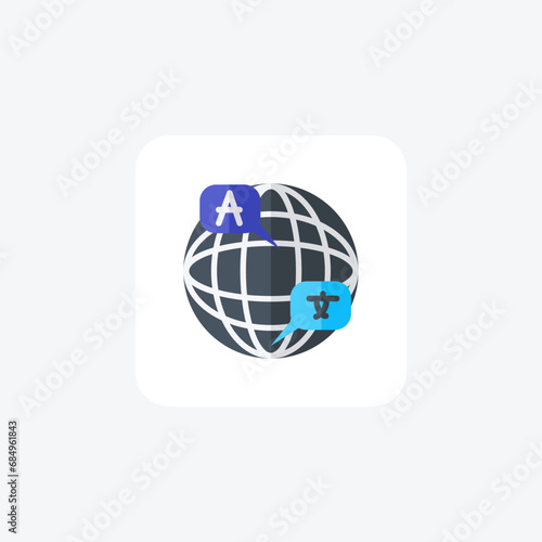 Translation language, translate, interpretation, bilingual flat color icon, pixel perfect icon