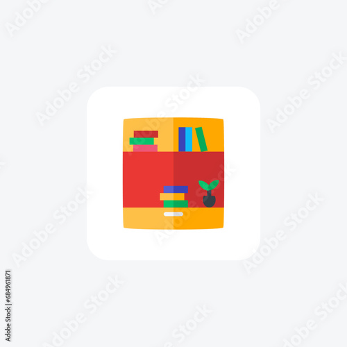 Library, Book depository, Reading sanctuary, flat color icon, pixel perfect icon