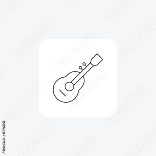 Guitar, Musical instrument, Stringed instrument thin line icon, grey outline icon, pixel perfect icon