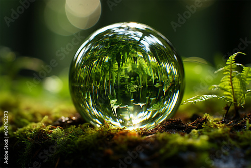 Close-up photo of water droplets in a crystal ball