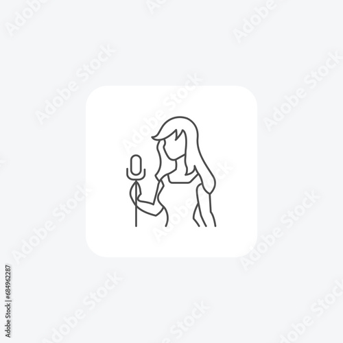 Singer, Vocalist, Vocal performer, thin line icon, grey outline icon, pixel perfect icon