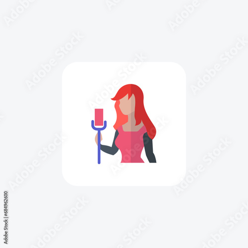 Singer, Vocalist, Vocal performer, flat color icon, pixel perfect icon