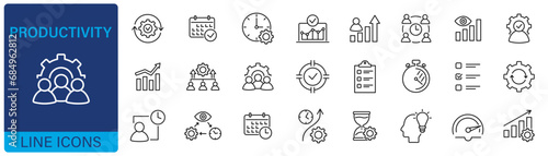 Productivity icons set. Outline icon collection of efficiency. Vector illustration.