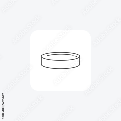 Hockey puck, Ice hockey equipment thin line icon, grey outline icon, pixel perfect icon