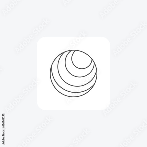 Exercise Ball, stability Ball, YogaBall, WorkoutSphere,  thin line icon, grey outline icon, pixel perfect icon photo