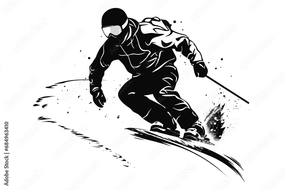 Winter ice snow sports silhouette vector