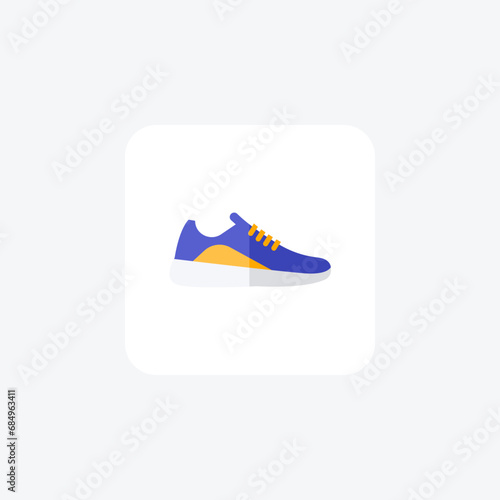 Gym sneaker, footwear, athletic, shoes, workout flat color icon, pixel perfect icon