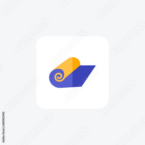 Yoga mat icon, Yoga symbol, Exercise mat symbol flat color icon, pixel perfect icon