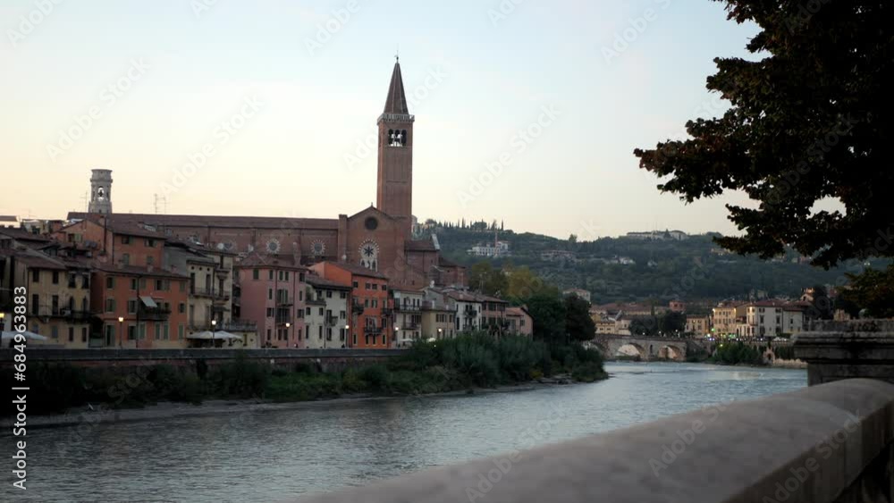 Stunning Shot Of Verona Cityscape With Adige River In North Italy Stunning Shot Of Verona Cityscape With Adige River In North Italy