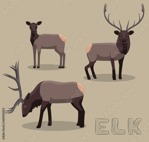 Deer Elk Cartoon Vector Illustration