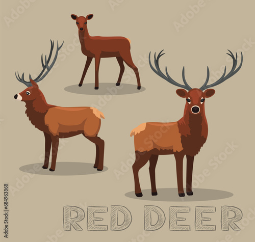 Red Deer Cartoon Vector Illustration
