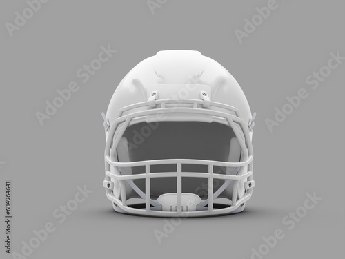 Front View White Blank Football Helmet Mockup 3D Rendered