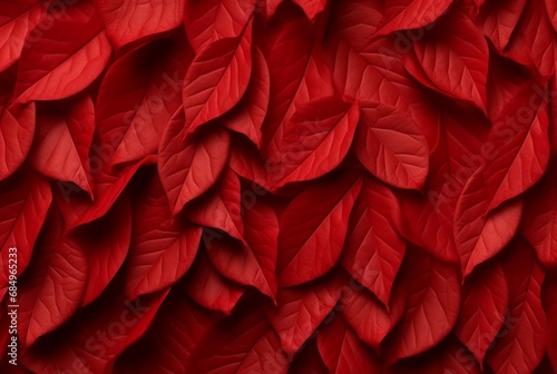 abstract background of neatly arranged red leaves. generative ai