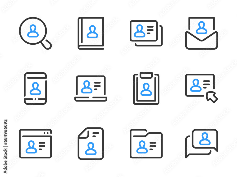 User and Profile vector line icons. Account settings and Personal services outline icon set.