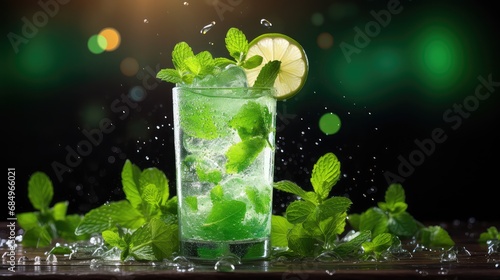 glass mint mojito drink classic illustration bar alcohol, lime rum, cold fresh glass mint mojito drink classic