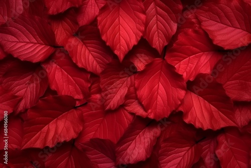 abstract background of neatly arranged red leaves. generative ai