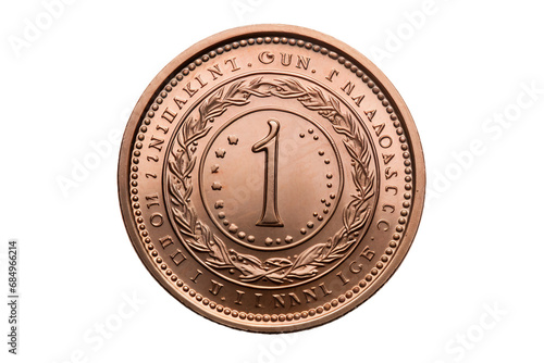 One Rupee Coin Isolation Shot on a transparent background
