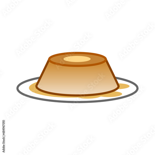 A Cute Purin Caramel Custard Pudding Cartoon Styled Illustration