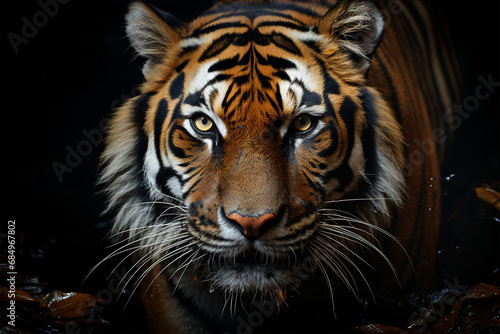 Portrait of a Tiger on a black background © wendi